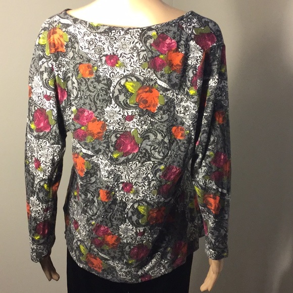FEVER MULTICOLOR STRETCHY FLORAL TOP/TUNIC - Picture 5 of 8